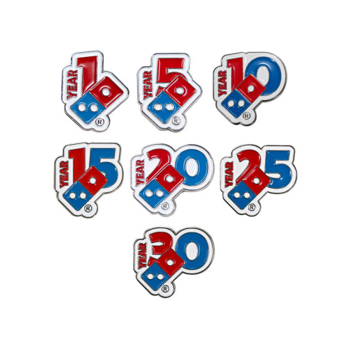 Anniversary 2025 Pins | Work Anniversary 5-30 Yrs | Domino's